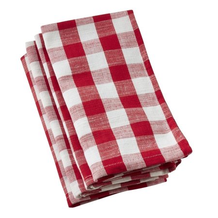 COOKHOUSE 20 in. Square Table Napkins with Gingham Design - Red; Set of 4 CO1646518